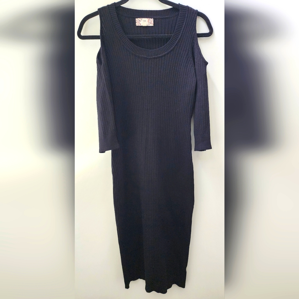 Pink‎ Rose Sweater Cold Shoulder Dress Ribbed Super Stretchy XL